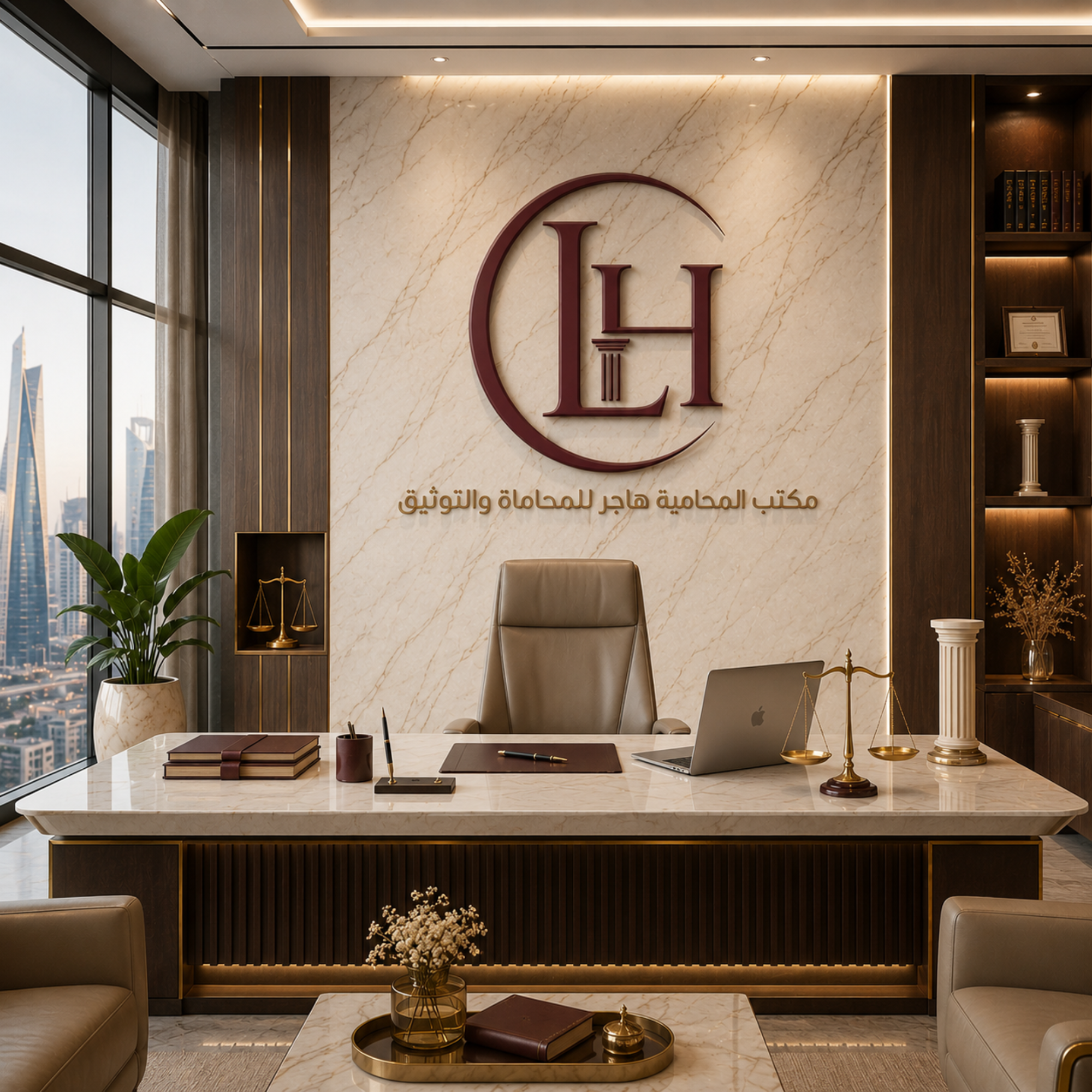 Hajar-descktop-offic هاجر للمحاماة محامية وموثقة سعودية مرخصة تباشر أعمالها في مكتب محاماة واستشارات قانونية وتوثيق معتمد في السعودية